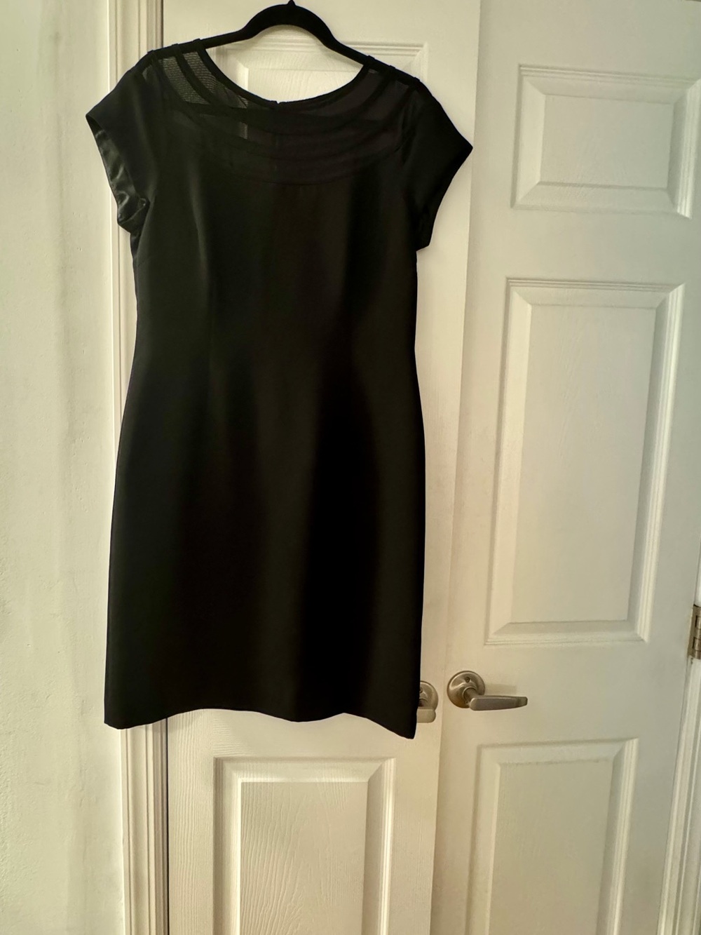 Talbots Black Sheath Dress with Sheer Yoke